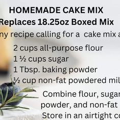 a recipe for homemade cake mix with instructions