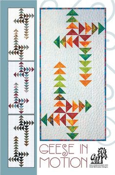 an image of a quilt pattern with arrows on the front and back, in different colors