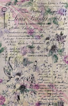 an old paper with flowers on it and writing in the middle, including letters that spell out