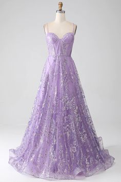 Sparkly Prom Dresses, Dress Lilac, Floral Prom Dresses