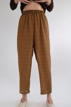 Beklina Basic Pant Plaid Brown/Black Quilted Pants, High Waisted Pant, Plaid Brown, Teaching Outfits, Earthy Outfits, Dream Style, Japanese Cotton, Spring 2024, Summer 2023