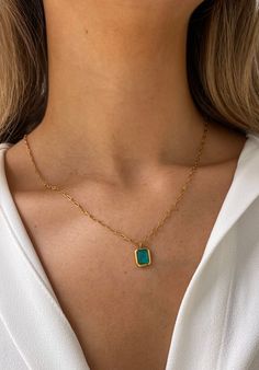 Natural stone jewelry that's as unique as you are. The gold paperclip chain necklace with a glacier ice blue stone has a touch of sparkle and style, great for daily wear. Details: Measurements: 40+5cm (extendable) - gold filled - stainless steel and 18k gold - will not turn colors/tarnish - hypoallergenic - minimalist - ships the next day 🦋  WHY VASI Jewelry? - Ethically sourced gems and stones - Made with recycled gold - Handmade or designed/sourced - Shop local (based in Columbus, OH) - Beats Paperclip Chain Jewelry With Rectangular Pendant For Gifts, Elegant Turquoise Chain Necklace Gift, Blue Jewelry With Paperclip Chain As Gift, Blue Link Necklace For Gift, Blue Jewelry With Paperclip Chain For Gift, Gold Paperclip Necklace, Blue Stone Pendant, Paperclip Necklace, Paperclip Chain Necklace