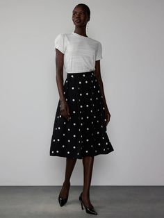 Polka Dot Skirt | NY&Co Polka Dot Lined Skirt Bottoms For Day Out, Polka Dot Lined Skirt For Day Out, Chic Polka Dot Skirt For Spring, Casual Polka Dot Lined Skirt, Chic Polka Dot Skirt For Day Out, Elegant Polka Dot Skirt For Summer, Summer Polka Dot Skirt For Day Out, Polka Dot Flared Skirt For Summer, Flared Polka Dot Skirt For Summer