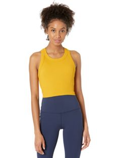 FP Movement Game Time Cami Ribbed Crew Neck Sports Tank Top, Yellow Ribbed Stretch Tank Top, Sports Ribbed Racerback Crop Top, Ribbed Racerback Crop Top For Sports, Ribbed Racerback Crop Top For Workout, Sports Ribbed Crop Top, Sporty Ribbed Crop Top For Sports, Fitted Ribbed Casual Sports Bra, Casual Fitted Ribbed Sports Bra