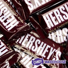 hershey's chocolate bar wrappers stacked on top of each other with the words hershey's written on them