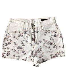 Ellie Twill Denim Shorts By Rag & Bone Floral High Rise White Jean Size 25. These Shorts Have A Sweet Vintage Charm With A Delicate Micro Floral Pattern. Four-Pocket Style Zip Fly With Button Closure High Rise Cotton Machine Wash Made In Usa Size Waist: 14" Rise: 10" Inseam: 12" Condition Nwt, New With Tags. Grab These White Floral High White Denim Jean Shorts For Summer, White Cotton Jean Shorts For Summer, White High Waist Bottoms With Floral Print, White High Waisted Floral Bottoms, Mid-rise Cotton Bottoms With Floral Print, Mid-rise Cotton Floral Print Bottoms, Mid-rise Floral Print Cotton Bottoms, White Jean Shorts With Pockets For Summer, High Waist Floral Print Summer Jeans