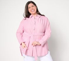 A button-front style with a laid-back vibe, this casually chic tunic elevates any outfit with graceful charm. From AnyBody® Lounge and Sleepwear. Spring Cotton Button-up Tunic, Casually Chic, Shirt Blouses, Top Blouse, Relaxed Fit, Lounge, Womens Tops, Plus Size, Long Sleeve