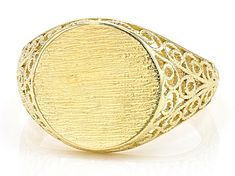 Artisan Collection of Turkey™ 18k Yellow Gold Over Sterling Silver Signet Ring. Measures Approximately 0.79"L x 0.51"W. Shank 0.13"W. Fine Jewelry Engraved Ring With Decorative Band, Yellow Gold Filigree Jewelry Ring, Yellow Gold Engraved Filigree Ring, 14k Yellow Gold Filigree Ring, Yellow Gold Engraved Ring With Filigree, Fine Jewelry With Yellow Gold And Decorative Band, Yellow Gold Filigree Ring With Decorative Band As Gift, Adjustable Yellow Gold Jewelry With Decorative Band, Formal Engraved Ring With Decorative Band