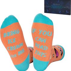 Funny Ice Cream Socksice Cream Socks For Women, Funny Socks For Men. On The Tops Of Novelty Socks Are Designed With Delicious Ice Cream, And The Bottom Is Printed With A Funny Message "If You Can Read This, Bring Ice Cream For Me'". All The Words And Patterns Are Stitched Directly Into The Socks, So They Won't Wear Out Or Fall Off Easily. The Funny Ice Cream Socks Will Bring Happiness To Everyone. Perfect Gift Ideathese Novelty Socks Make A Great Gift Idea For Girls, Women, Men, Boys, Teenage, F Gifts For Teenage Boys, Boys Teenage, Funny Ice Cream, Funny Socks For Men, Cream Socks, Socks Gifts, Christmas Secret Santa, Delicious Ice Cream, Secret Santa Presents