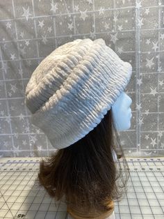 I made this warm pillbox style hat out of creamy white Minky Cuddle Chenille for warmth and comfort.  The body of the hat is white minky and the hat is lined with fleece.  The hat is a double layer of fabric for extra warmth and comfort.  It's sized to fit most adults 22-23 inches around head.  It has a nice soft feel and is completely machine washable and dryable.  A great travel hat. Handmade in Oregon. White Crochet Hat With Short Brim For Winter, White Winter Hat, White Bonnet Hat One Size Fits Most, White Crochet Hat With Curved Brim For Winter, Cream Soft Hat, One Size Fits Most, Adjustable Cream Soft Hat, Headwear Aesthetic, White Super Soft Hat One Size Fits Most, Adjustable Soft Cream Hat