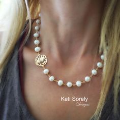 "This beautiful, freshwater pearl necklace will be featuring your script initials in pretty script font. Great personalized git for wedding, Mother's day, formal dress or just a personal keepsake. Designs by Keti Sorely.  Pearl color: white Creation method: cultured Pearl size: 8 mm round Monogram size: optional from 1/2\" or 3/4\" Chain length - optional from 14\" to 18\" ---------Longer chain---- Please see this link to order longer chain: https://www.etsy.com/listing/157028013/chain-extension Freshwater Pearl Necklaces, Pearl Color, Wedding Jewellery Necklace, Pearl Size, White Rose Gold, Initial Charm, Monogram Initials, Cultured Pearls, Wedding Necklace