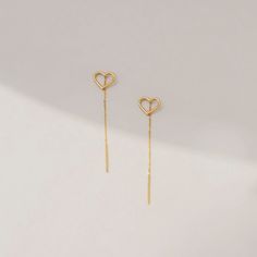 14k Real Gold Dangling Open Heart Earrings is no better way to express your love. Find the long line that connects your heart to hers. Choose a special day to celebrate your love, whether it's a birthday, an anniversary, or simply a regular Friday. D E T A I L S   * Made to Order. * 100% 14k Solid Gold * Choice of Gold Color: Yellow Gold, Rose Gold, White Gold * Chain length: 50 mm / 1.96 inch * Chain thickness: 1 mm / 0.03 inch * Charm width: 10 mm / 0.39 inch * Charm length: 8 mm / 0.31 inch * Elegant Gold Plated Heart Pendant Earrings, Yellow Gold Threader Earrings As A Gift, Yellow Gold Threader Earrings For Gift, Yellow Gold Open Heart Earrings Tarnish Resistant, Yellow Gold Tarnish-resistant Threader Earrings As Gift, Elegant Heart-shaped Tarnish Resistant Earrings, Yellow Gold Tarnish Resistant Open Heart Earrings, Classic Dangle Earrings For Valentine's Day, Tarnish Resistant Yellow Gold Open Heart Earrings