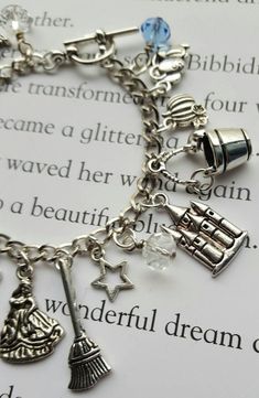 Cinderella Charm Bracelet | Etsy Adjustable Novelty Charm Bracelet, Nickel Free Novelty Bracelet Jewelry, Adjustable Themed Charms Jewelry, Adjustable Silver Novelty Jewelry, Adjustable Metal Charm Bracelet With Removable Charms, Themed Adjustable Jewelry With Dangling Charms, Adjustable Themed Jewelry With Dangling Charms, Novelty Dangle Jewelry With Charms, Novelty Jewelry With Dangling Charms