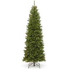 a green christmas tree on a stand