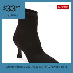 These Worthington women's Olympia booties are a chic style for cooler temps. Made from soft faux suede in a fall-worthy burgundy hue, this pull-on pair has a 1.75-inch flared heel, a pointed toe and a comfortable memory foam insole. Wear them with jeans or a dress. Features: Memory FoamClosure Type: Pull OnFootwear Technology: Memory Foam InsoleBoot Shaft Height: 6 InchesShoe Heel Height: 1 3/4 InchesUpper/Outer Base Material: 100% PolyuretheneShoe Lining Material: Polyurethane, NylonSole Mater… Fitted Suede Booties For Fall, Winter Suede Booties With Reinforced Heel, Winter High Ankle Heels For Work, Winter Workwear Booties With Padded Ankle, Winter Workwear High Ankle Heels, High Ankle Suede Booties For Fall, Winter Suede Booties Medium Width, Winter Workwear Ankle Boot Heels, Fall Suede Heeled Boots