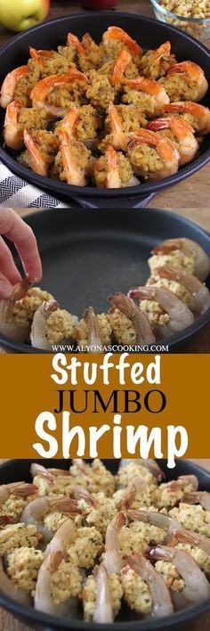 These Jumbo stuffed shrimp are so easy to prepare and they taste incredibly delicious! Stuffing mix is used to stuff these jumbo shrimp. Easy and delicious.