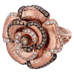 LeVian 14K Rose Gold Round Brown Chocolate Diamond Beautiful Pretty FlowerRing Chocolate Diamond, Brown Chocolate, Chocolate Diamonds, Pretty Flower, Palm Beach Sandals, Flower Ring, Cocktail Rings, Pretty Flowers, Or Rose