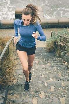 a woman running down a stone path with the caption saying, i'm going to