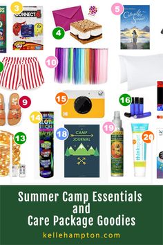 summer camp essentials and care package goodies