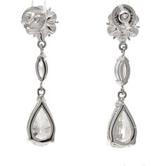 Discover the epitome of elegance with our stunning 14K White Gold 4.42 Carat Diamond Drop Pear Cut Earrings. These delicate earrings are a true testament to the beauty and brilliance of diamonds. Crafted with meticulous attention to detail, they feature a total diamond weight of 4.42 carats, ensuring a captivating sparkle that will mesmerize all who behold them.The pear cut diamonds take center stage, with two dazzling stones weighing 2.29 carats and 2.13 carats respectively. Their exquisite sha Timeless Pear-shaped Diamond White Earrings, Platinum Pear-shaped Diamond Earrings For Formal Occasions, Formal Pear-shaped Platinum Earrings, Elegant Platinum Diamond Earrings For Anniversary, Timeless Pear-shaped Diamond Earrings For Formal Occasions, Brilliant Cut Marquise Diamond Earrings For Formal Occasions, Timeless Platinum Diamond Earrings For Wedding, Elegant Marquise Diamond Earrings For Formal Occasions, Classic Diamond Cut Bridal Earrings For Evening