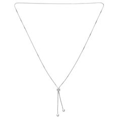 Enhance any outfit with this stunning lariat necklace. Crafted from .925 sterling silver, it features a lustrous box chain and shimmering CZ accents. The adjustable Y-shaped design adds sparkle and glamour to any look. Bead Ball, Wedding Pendant, Y Necklace, Elegant Necklace, Teardrop Beads, Elegant Necklaces, Adjustable Necklace, Lariat Necklace, Drop Necklace