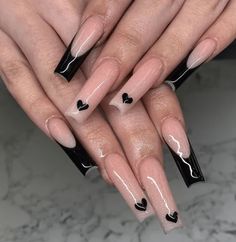 Cute Long Nails Ideas Art Designs, Square Acrylic Nails Mid Length, Valentines Day Nails Black And White, Medium Black Nail Designs, November Nails Black, Black Matte Nails Coffin, Cute Long Acrylic Nails Coffin, Long Nail Designs Coffin, Cute Long Nails Ideas