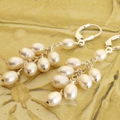 Long Pearl Earrings, Bridal Party Jewelry, Pearl Earrings Wedding, Freshwater Pearl Earrings, Handmade Fine Jewelry, Freshwater Pearls Earrings, Jewellery Handmade, Leverback Earrings, Wedding Jewellery