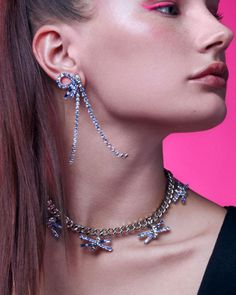 Materials: Rhodium plated brass, Swarovski crystal Length: 19.3" / 49cm Adjustable Made in NYC DR005-22 Lana Necklace, Jewellery Inspiration, Summer Theme, Pop Bottles, Choker Style, Women Art, Feminine Design, Fall Floral, Female Art