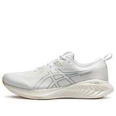 (WMNS) ASICS Gel Cumulus 25 Running Shoes 'White' 1012B441-102 White Lace-up Running Shoes With Rubber Sole, White Asics Low-top Running Shoes, White Asics Running Shoes With Rubber Sole, White Low-top Asics Running Shoes, White Low-top Running Shoes With Rubber Sole, Asics White Sneakers For Running Errands, White Asics Sneakers For Errands, White Low-top Walking Shoes With Removable Insole, Asics Running Shoes With Boost Midsole In White