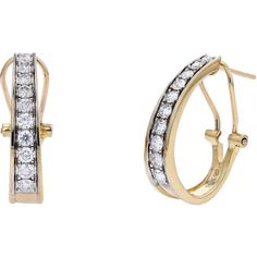 Feel the heartbeat of luxury in the radiant glow of these 10K Yellow Gold 1 Carat Total Weight Diamond Hoops with French Clip. Elevate your style with the timeless elegance of diamonds, each facet capturing and reflecting the light with unparalleled brilliance. These hoops are not just accessories; they are statements of sophistication and grace, designed to adorn your ears with exquisite charm.Crafted from 10K yellow gold, these hoops boast a luxurious appeal that complements any outfit, whether it's a casual daytime look or a glamorous evening ensemble. The French clip closure ensures a secure and comfortable fit, allowing you to wear them with confidence throughout the day.The main attraction of these earrings is the stunning 1.00 carat total diamond weight, showcasing the beauty of nat Luxury Clip-on Yellow Gold Diamond Earrings, Luxury Clip-on Diamond Earrings, Formal Diamond Hoop Earrings Channel Set, Luxury Diamond White Hoop Earrings With Channel Set, Classic Diamond Hoop Earrings Channel Set, Luxury Diamond White Channel Set Diamond Earrings, Luxury Diamond Earrings Channel Set, Elegant Diamond White Hoop Earrings Channel Set, Timeless Diamond Channel Set Earrings