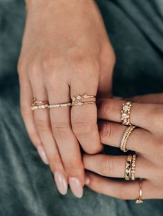 Diamond carat weight 0.03 Setting measures 3mm/ 1/8'' wide 14K yellow Gold Ring Stack Inspo Gold, Accessory Trends 2024, Everyday Rings Gold, Stack Rings Diamond, Mixed Metal Jewelry Rings, Everyday Ring Stack, Ring Inspo Jewelry, Ring Stack Gold, Stackable Gold Rings