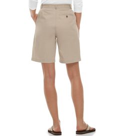 Women's Wrinkle-Free Bayside Shorts, Original Fit Hidden Comfort Waist 9" Solid Relaxed Fit Bermuda Shorts, Relaxed Fit Elastic Waistband Bermuda Shorts, Solid Color Relaxed Fit Bermuda Shorts, Relaxed Fit Solid Bermuda Shorts, Solid Color Bermuda Shorts With Relaxed Fit, Solid Bermuda Shorts With Relaxed Fit, Knee-length Shorts For Spring, Solid Knee-length Shorts For Spring, Spring Bermuda Shorts With Pockets