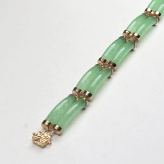 14k Yellow Gold Plated Jade Bracelet 7" Jade Bracelet, Gold Yellow, Womens Jewelry Bracelets, Jade, Gold Plate, Plating, Yellow Gold, Womens Sizes, Women Jewelry