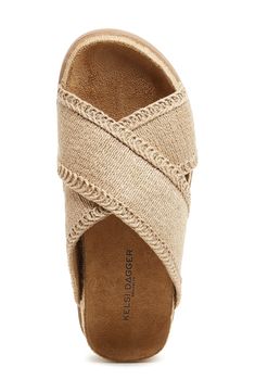 Slip into vacation mode whenever you're in this beautifully woven sandal set atop a cushy platform sole. 3/4" platform Cushioned footbed Textile upper/leather lining/rubber sole Imported Trendy Sandals, Sandal Platform, Footbed Sandals, Walk This Way, Vacation Mode, Beach Shoes, Leather Diy, Slide Sandals, Black Sandals