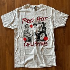 Nwt Red Hot Chili Peppers T-Shirt Size Medium Hot Topic Summer Band Merch Red Tops, Red Band Merch Tops For Summer, Red Band Merch Cotton T-shirt, Red Band Merch Shirt With Screen Print, Red Band Merch Tops With Screen Print, Red Band Merch Top With Screen Print, Red Cotton Band Merch T-shirt, Red Cotton Band Merch Top, Red Graphic Print Band Merch Tops