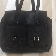 Black Leather Handle Bag With Front Pockets. Good Condition- Has Two Marks As Pictured Above, Barely Noticeable. Jil Sander Canvas Bag, Jil Sander Bag, Mini Bags, Handle Bag, Jil Sander, Sanders, Leather Handle, Mini Bag, Messenger Bag