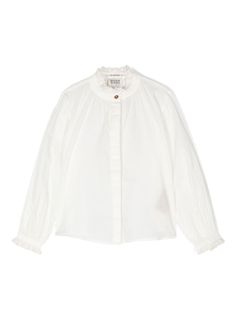 white cotton-modal blend frilled collar concealed front button fastening long sleeves with buttoned cuffs curved hem Frilled Collar, Herno Jacket, Dress With Jean Jacket, Teen Boy Outfits, Red Valentino Shoes, Versace Sweatshirt, Baby Boy Accessories, Dolce And Gabbana Kids, Kenzo Kids