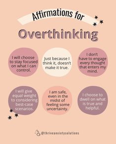 Affirmation For Overthinking, Over Thinking, Overcome Procrastination, Mental Health Facts, Mental Health Therapy, Self Care Bullet Journal, Self Healing Quotes, Journal Writing Prompts, Burn Out