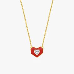 Discover the perfect symbol of love and affection with our 14K Gold Vermeil Red Heart Necklace. This exquisite piece features a delicate red heart pendant on a dainty chain, making it an ideal gift for! • Material: 14K Gold Vermeil• Necklace Lenght: 16 inches + 2 inches extension chain• Adjustable Length• Closure: Lobster Clasp• Style: Minimalist Luxury Red Jewelry With Heart Charm, Luxury 14k Gold Red Necklace, Luxury Red 14k Gold Necklace, Red Heart Charm Fine Jewelry, Red Fine Jewelry With Heart Charm, Luxury Red Heart Pendant Necklaces, Luxury Red Heart Pendant Jewelry, Red Heart Cut Necklace For Formal Occasions, Red Heart Pendant Necklace In 14k Gold