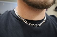 WONT FADE, TARNISH OR TURN YOUR NECK GREEN! FAST SHIPPING!*TRUSTED SELLER**2300+ TRANSACTIONS* -Will be shipped through USPS with First Class Mail that includes tracking so you'll get it quick! -Premium white gold plated stainless steel cuban link chains. -Very nice box clasp! -5mm & 9mm options. -18 & 20 inch options. -Nice weight to it. Very solid piece. -NEW! -Very good quality bracelet. Looks even better in person. -For men and women. -Check out my other jewelry listings in my store! Silver Cuban Link Necklace With Chunky Chain For Streetwear, Chunky Chain Stainless Steel Jewelry For Streetwear, Silver Stainless Steel Chain Necklace For Streetwear, Streetwear Stainless Steel Silver Chain Necklace, Silver Cuban Link Necklace For Everyday, Cuban Link Silver Chain Necklace For Streetwear, Silver Stainless Steel Cuban Link Necklace For Everyday, Everyday Silver Cuban Link Necklace In Stainless Steel, Silver Cuban Link Necklace For Streetwear