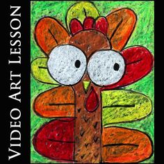 a drawing of a turkey with the words video art lesson