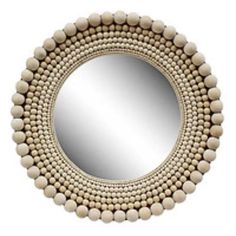 Biji Round Mirror Natural Wall Mirrors LOOMLAN By Artesia Boho Round Mirror, Raffia Mirror, Boho Mirrors, Rope Mirror, Beaded Mirror, Natural Boho, Tactile Texture, Decorative Pattern, Circular Design