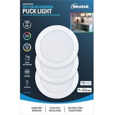 3 pack of white puck light