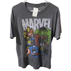 Nwt Marvel Comics Graphic Tee Shirt. Size Large. Crew Neck. Short Sleeves. Approximate Measurements Pit To Pit 21" Length 29" 3495-5 Graphic Tee Multicolor Shirt For Fan Merchandise, Multicolor Graphic Tee For Fan Merchandise, Casual T-shirt For Comic-con, Cotton Top For Comic-con Fan Merchandise, Cotton Tops For Comic-con Fan Merchandise, Casual Tops For Comic-con, Pop Culture Screen Print Shirt For Fan Conventions, Cotton Fandom Shirt With Character Print, Casual Tops With Graphic Print For Comic-con