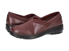 Easy Street Irene - Women's Flat Shoes : Burgundy Suede : Get the versatile Easy Street Irene shoes and experience comfort all day long. Mix textured leather upper and fabric lining. Easy Motion ultra-light insoles, stretchable for fit and comfort. Faux leather insole. Easy Street Comfort Wave Construction. Slip-on style. Round toe and block heel. Stretchable upper for a snug fit. Synthetic outsole with high traction and durability. Imported. Measurements: Single Shoe: 1.86 oz. Weight of footwea Comfortable Leather Slip-ons For Work, Cushioned Walking Shoes For Work, Comfortable Slip-resistant Leather Walking Shoes, Comfortable Slip-resistant Slip-ons, Workwear Slip-ons With Arch Support, Comfortable Leather Walking Shoes With Slip-resistant Sole, Comfortable Leather Slip-resistant Walking Shoes, Fade-resistant Leather Slip-on Walking Shoes, Leather Slip-ons