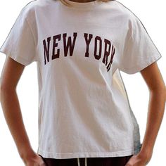 White Graphic Tee For Day Out, Basic White T-shirt For Day Out, White Letter Print Top For Day Out, Slogan Crew Neck Top For Day Out, Red T-shirt For Day Out, Red T-shirt For Summer Day Out, Red Summer T-shirt For Day Out, Brandy Melville Graphic Tees, Tops Brandy Melville