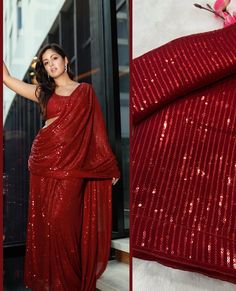 Manish Malhotra Inspired Sequin saree, Party wear saree, Ready to Wear saree, Pre Stitched saree for USA Women, readymade saree Aavailable in more than 10 colours  This designer sequence saree will help you steal the show wherever you go.  With Unstitch Blouse : Stitch saree and unstitch blouse With Stitched Blouse : Stitch saree with stitch blouse Presenting you most beautiful sequence Designer saree collection in different colours PRODUCT DETAIL SAREE FABRIC-  Georgette fabric With Sequins Embroidered Work With Back Patch SAREE LENGTH- 5.50 Mtr SAREE WORK-  SEQUINS EMBROIDERY WORK ALL OVER SAREE BLOUSE FABRIC- Georgette fabric with sequins embroidered work on front and back  BLOUSE LENGTH- 0.80 Mtr Classic and elegant, this saree will be a perfect addition to your ethnic wardrobe, offeri Festive Pre-draped Saree With Zari Work For Party, Diwali Sequined Traditional Drape Blouse Piece, Floor-length Sequin Fabric For Diwali, Traditional Drape Sequined Blouse For Diwali, Traditional Drape Sequin Blouse Piece For Diwali, Party Pre-draped Chinon Saree With Mirror Work, Anarkali Pre-draped Saree With Sequins For Evening, Bollywood Style Pre-draped Saree With Sequins, Anarkali Pre-draped Saree With Sequins For Diwali