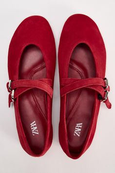 DOUBLE STRAP LEATHER MARY JANES Double Strap Mary Janes, Elizabeth Shannon, Footwear Inspiration, Red Mary Jane Shoes, Plain White Sneakers, October Mood, Red Leather Shoes, Feminine Shoes, Dr Shoes