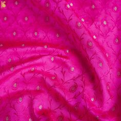 Cerise Pink Pure Banarasi Silk Handwoven Tanchui Kurta Fabric - Khinkhwab Elegant Chanderi Kurta For Puja, Art Silk Fabric For Puja During Diwali, Silk Unstitched Suit With Dupatta For Celebration, Silk Unstitched Suit With Zari Work For Celebration, Pink Tussar Silk Kurta For Diwali, Unstitched Silk Suit For Festive Occasions, Unstitched Silk Suit For Festive Transitional Season, Silk Blouse Piece For Eid Celebration, Elegant Silk Pashmina Shawl For Festivals