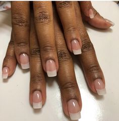 Squoval Gel X Nails, Natural Nails On Black Women, French Tip Natural Nails Short, Clear Nude Nails, Clear Dip Nails, White Nails Natural, Natur Nails, Natural Looking Dip Nails, Natural Nails Designs